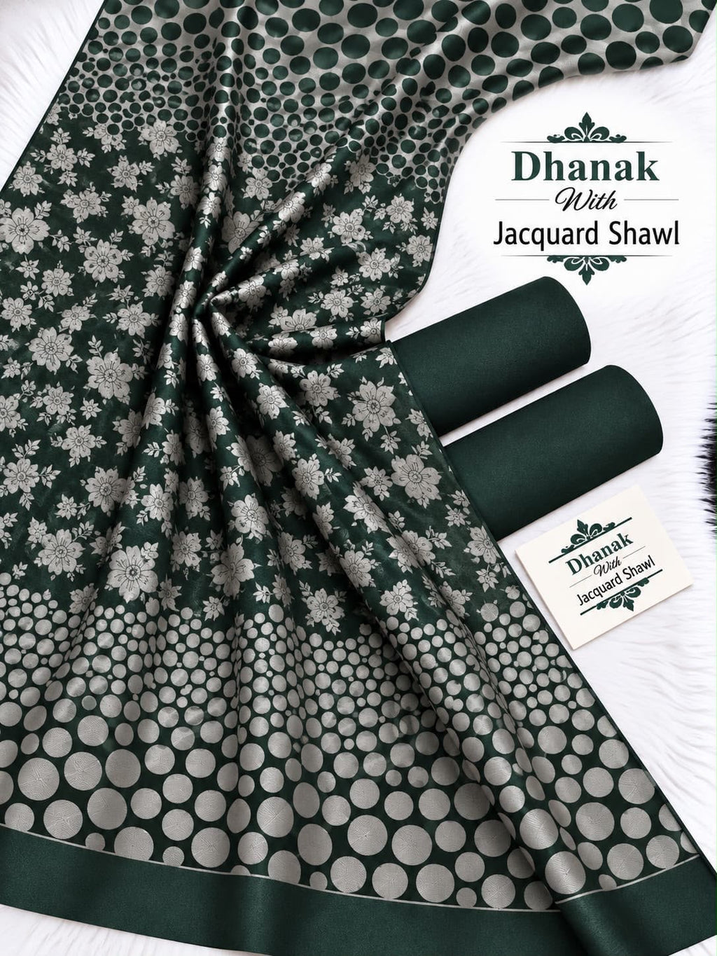 Dhanak Marina 3-Piece Unstitched Winter Suit | Jacquard Pashmina Wool Shawl