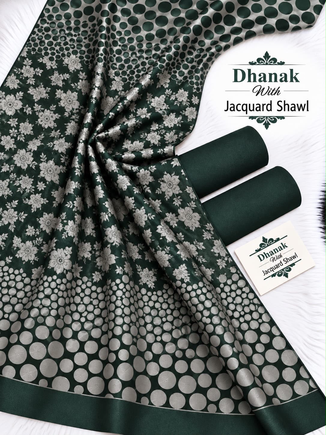 Dhanak Marina 3-Piece Unstitched Winter Suit | Jacquard Pashmina Wool Shawl