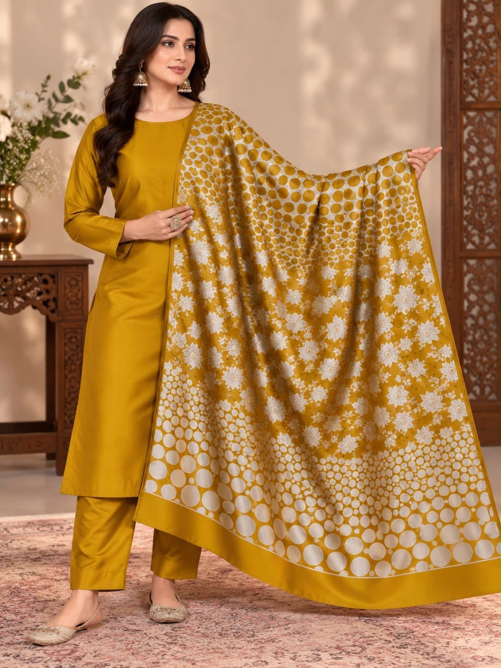 Dhanak Marina 3-Piece Unstitched Winter Suit | Jacquard Pashmina Wool Shawl
