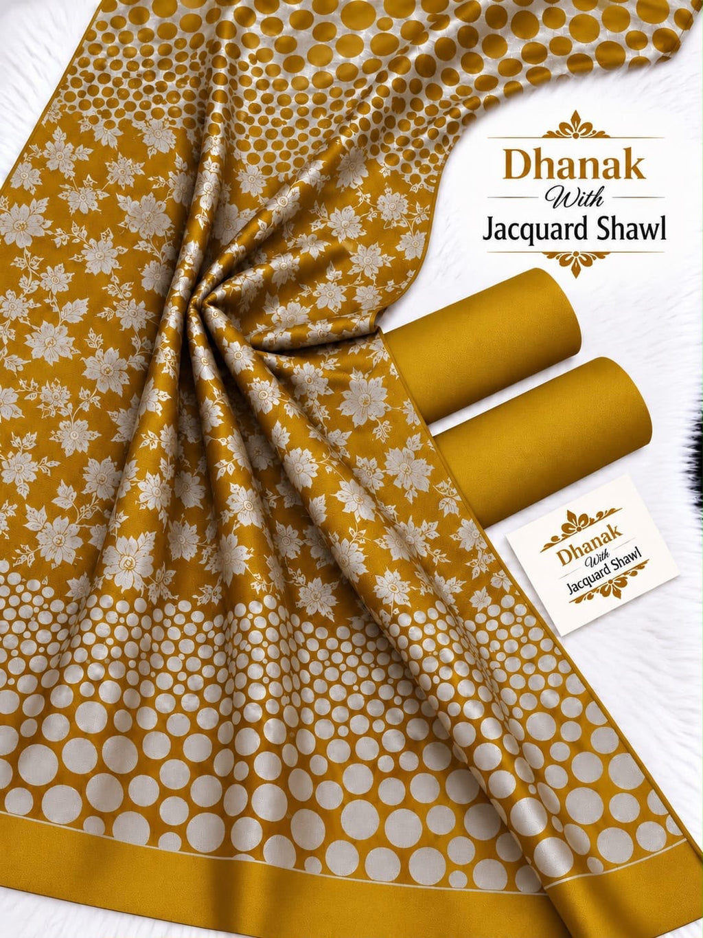 Dhanak Marina 3-Piece Unstitched Winter Suit | Jacquard Pashmina Wool Shawl