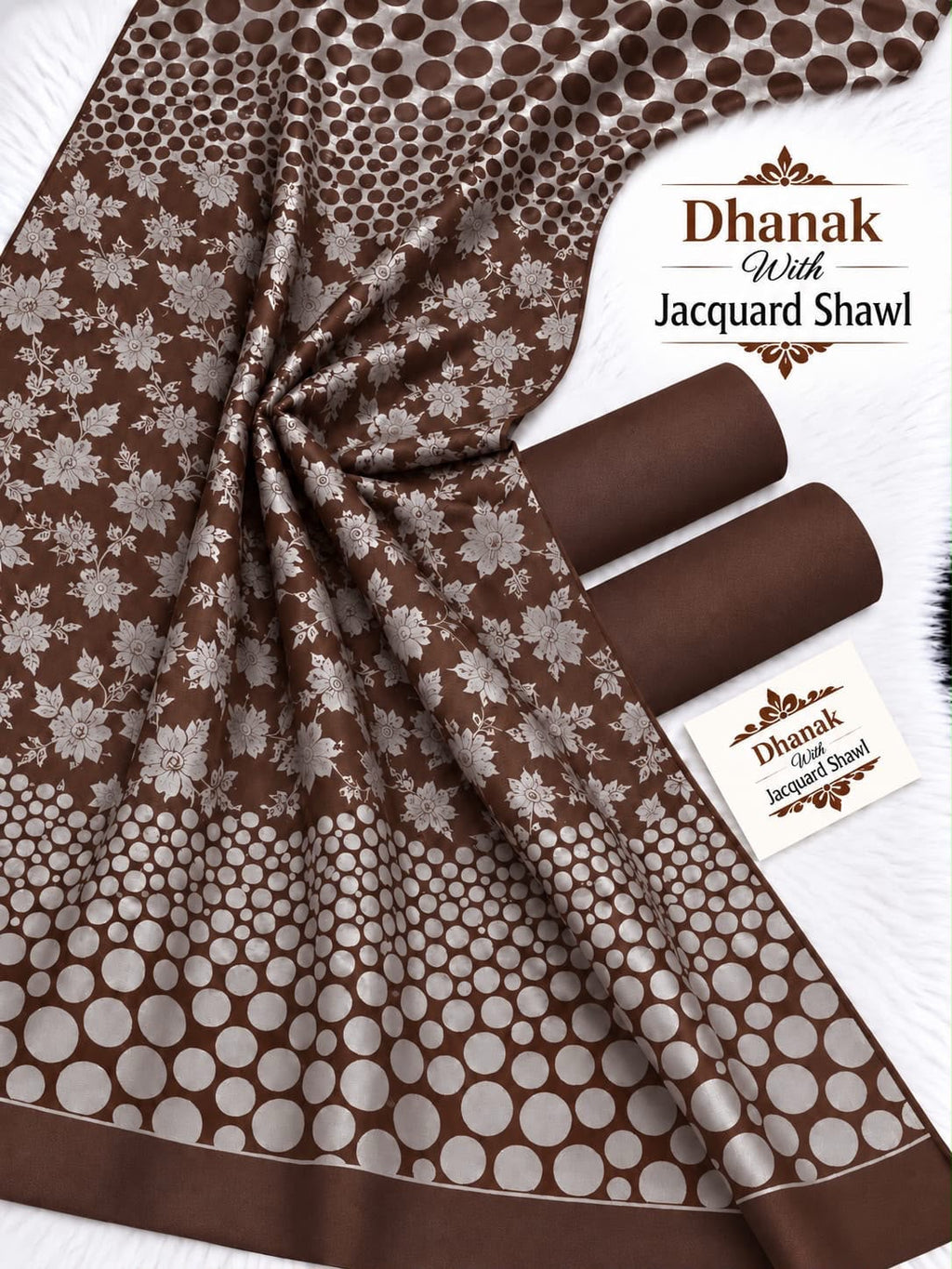 Dhanak Marina 3-Piece Unstitched Winter Suit | Jacquard Pashmina Wool Shawl