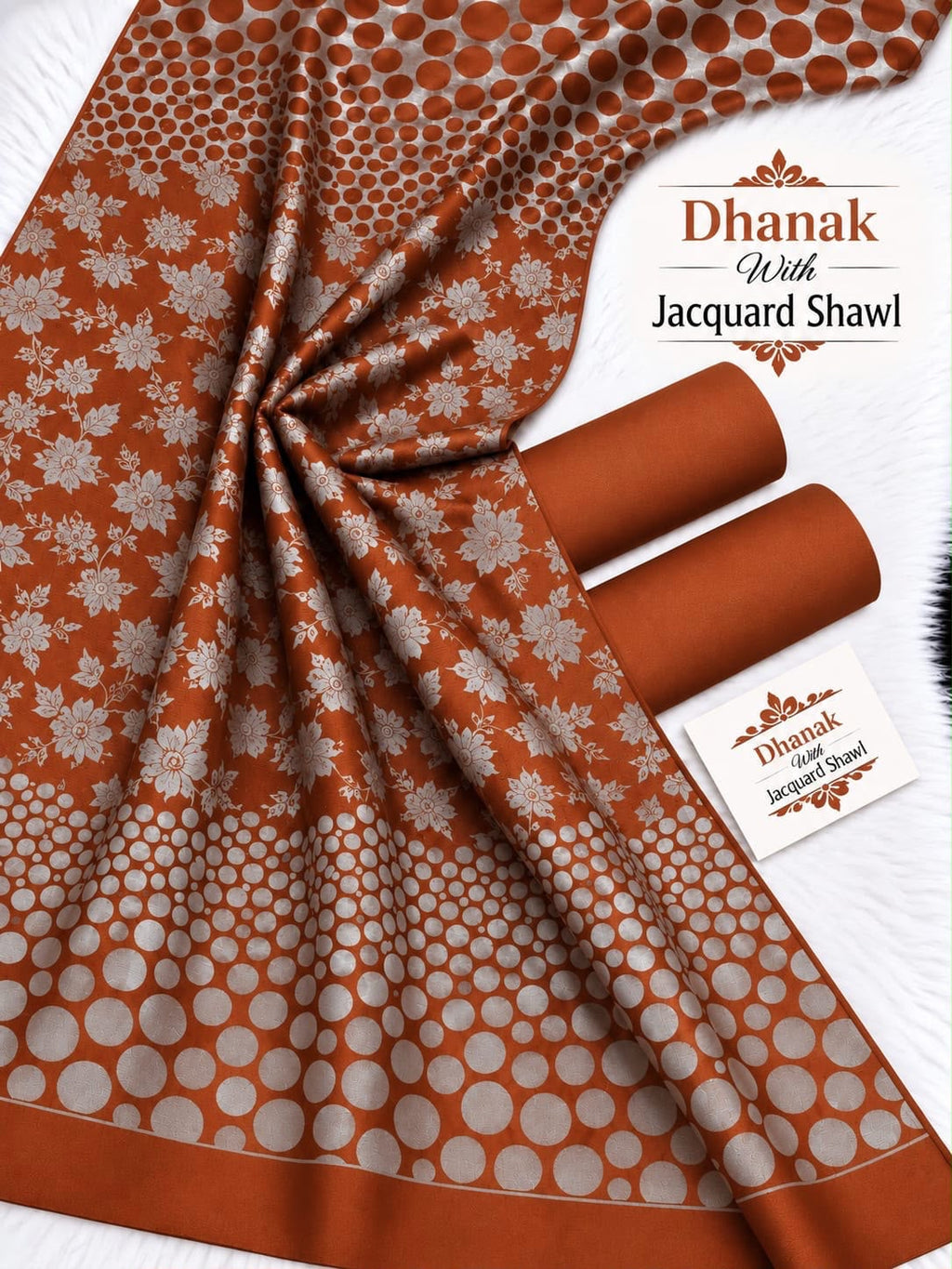 Dhanak Marina 3-Piece Unstitched Winter Suit | Jacquard Pashmina Wool Shawl