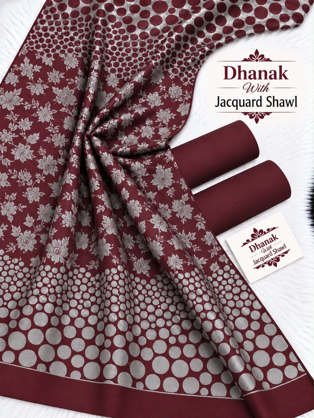 Dhanak Marina 3-Piece Unstitched Winter Suit | Jacquard Pashmina Wool Shawl