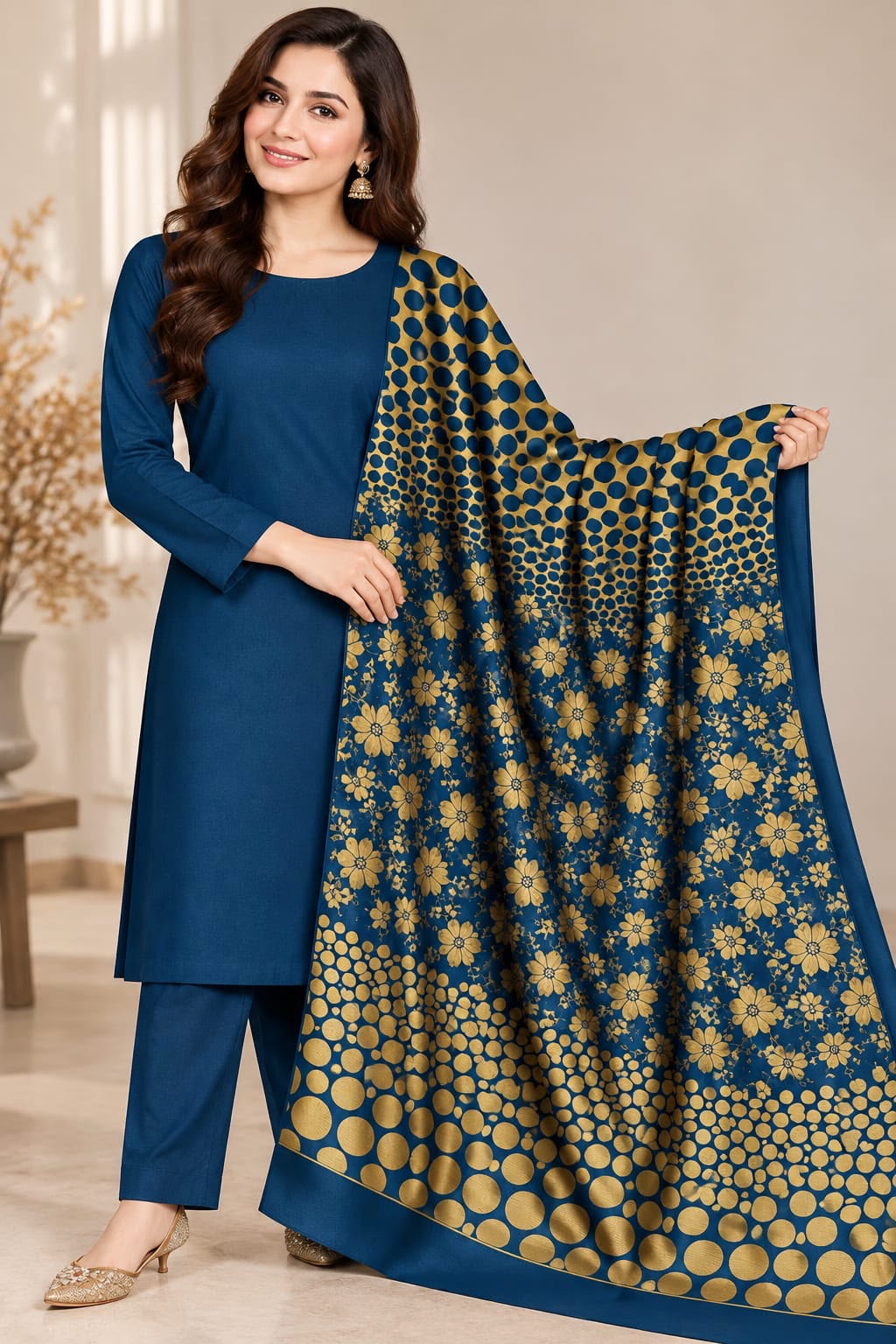 Surahi Original 3-Piece Doriya Linen Suit | Digital Printed Winter Collection