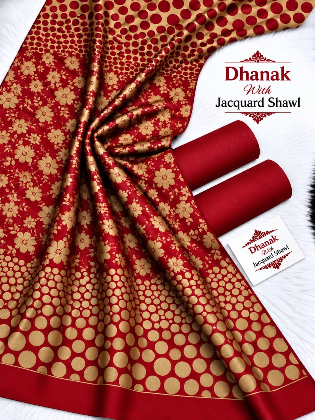Dhanak Marina 3-Piece Unstitched Winter Suit | Jacquard Pashmina Wool Shawl