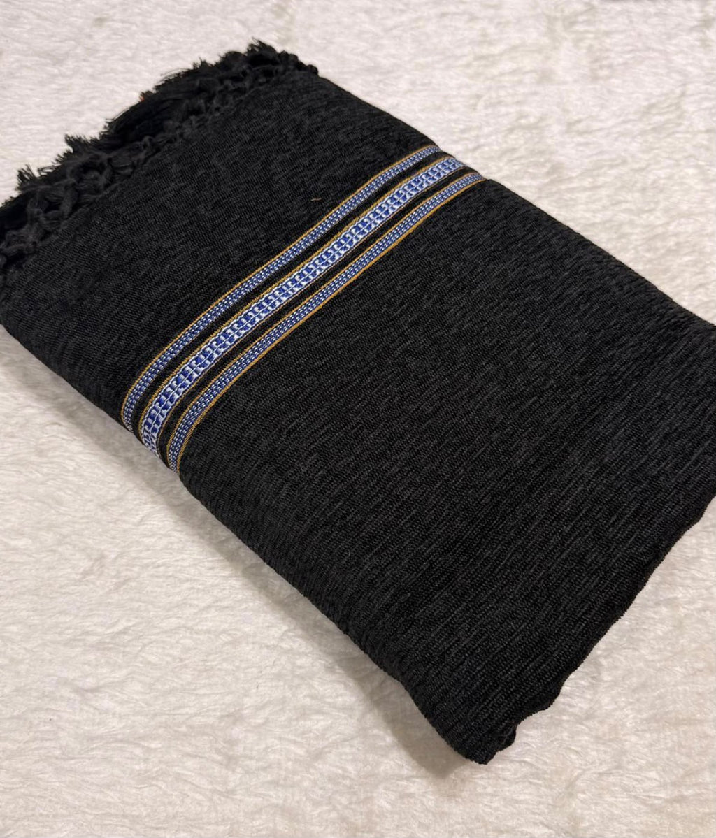 Royal Men’s Black Pure Wool Winter Shawl – Premium Warmth & Elegance
