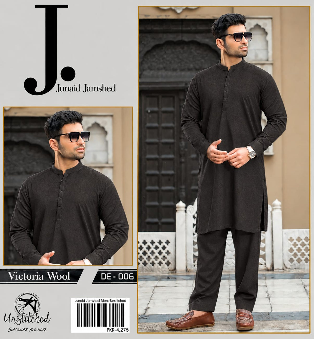 Classic Men’s Black 2-Piece Unstitched Cotton Suit (J. Style)