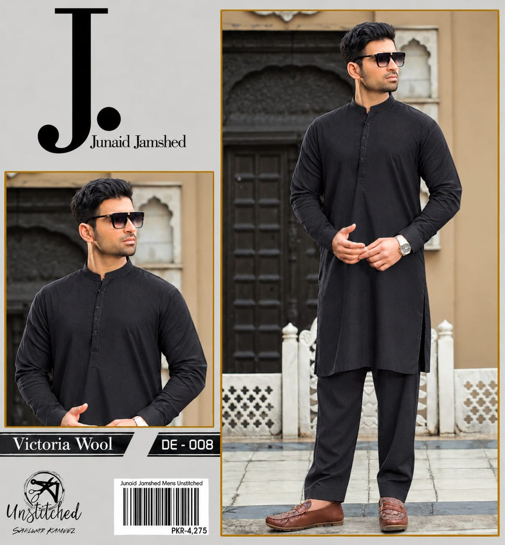 Classic Men’s Black 2-Piece Unstitched Cotton Suit (J. Style)